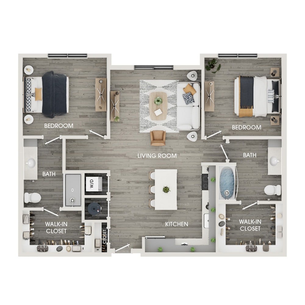 Rendering of the C5 floor plan with 2 bedroom[s] and 2 bathroom[s] at The View at Rock Run